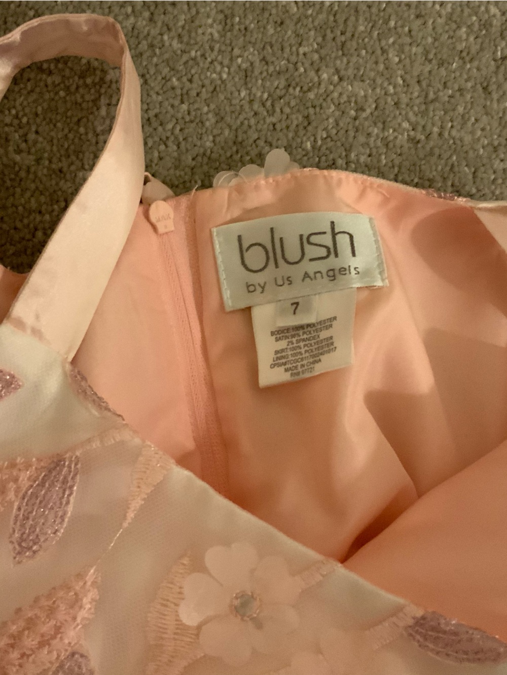 Blush by Us Angels Light Pink Floral Appliqué Girls Party Dress